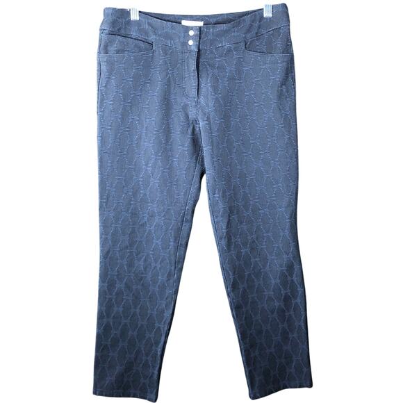 Adidas Womens Pants Blue Black Diamond Mid Rise Cropped Golf Work Play Medium - Picture 1 of 11